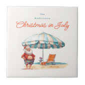 ビーチサンタウォーターの色7月のクリスマスパーティーBBQ タイル (正面)