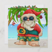 ビーチサンタカクテルパーティの招待状- SRF 招待状 (正面/裏面)