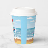 ビーチサンタサーフィンクリスマス 紙コップ (左)