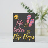 ビーチサンダルおもしろいの夏のビーチ ポストカード (スタンド正面)