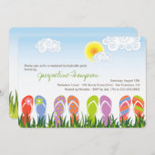 ビーチサンダルおもしろいの日なたのかわいいバチェロレッテ 招待状 (正面/裏面)