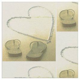 ビーチサンダルおよび砂のハートのビーチの生地 ファブリック