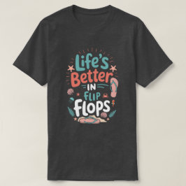 ビーチサンダルで過ごすのが最高 – トロピカルビーチの楽しさ Tシャツ