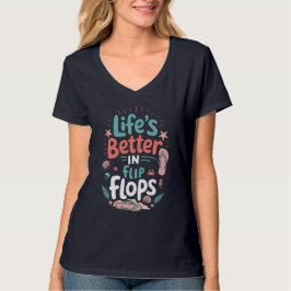 ビーチサンダルで過ごすのが最高！楽しいトロピカルビーチ Tシャツ