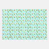 ビーチサンダルとビーチ数々のボールカラー ラッピングペーパーシート (正面)