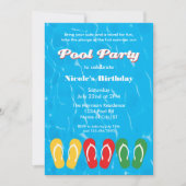 ビーチサンダルとプールパーティーの招待状 招待状 (正面)