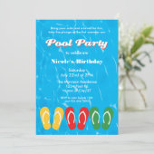 ビーチサンダルとプールパーティーの招待状 招待状 (スタンド正面)