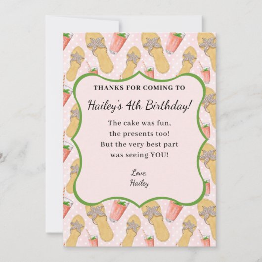 ビーチサンダルとレモネードサンキューカード サンキューカード (正面)