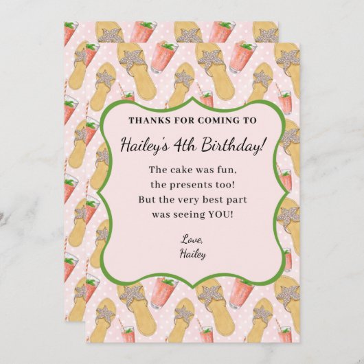 ビーチサンダルとレモネードサンキューカード サンキューカード (正面/裏面)