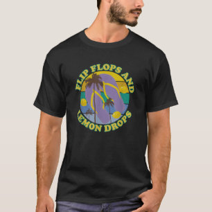 ビーチサンダルとレモンドロップサマーパームレモンドロップ Tシャツ