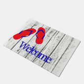 ビーチサンダルによって風化させる木あなたの文字 ドアマット (アングル)