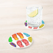 ビーチサンダルのカラフルなおもしろいのビーチのテーマの夏のギフト コースター (側面)