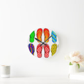 ビーチサンダルのカラフルなおもしろいのビーチのテーマの夏のギフト ラウンド壁時計 (ホーム)