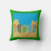 ビーチサンダルのビーチの枕 クッション (裏面)