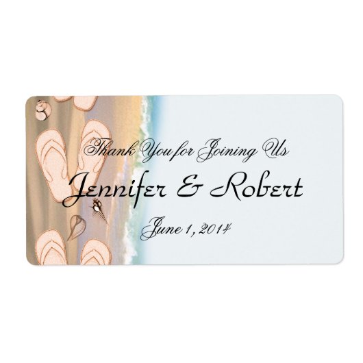 ビーチサンダルのビーチウォーターボトルラベル ラベル (正面)