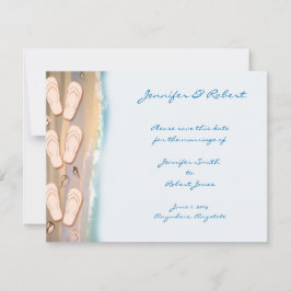 ビーチサンダルのビーチ日付カードの保存 セーブザデート