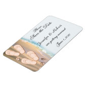 ビーチサンダルのビーチ結婚式日付の保存 マグネット (左側)