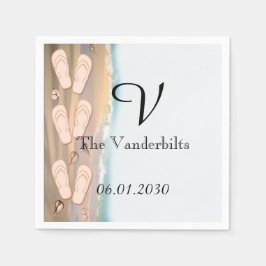 ビーチサンダルのビーチ結婚式 スタンダードカクテルナプキン