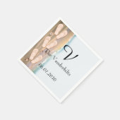 ビーチサンダルのビーチ結婚式 スタンダードカクテルナプキン (角)