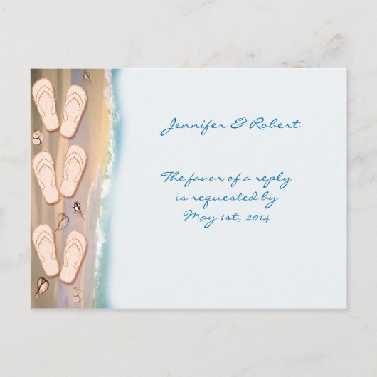 ビーチサンダルのビーチRSVPポストカード インビテーションポストカード (正面)