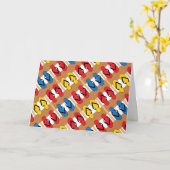 ビーチサンダルのプライマリカラーストライプカード カード (黄色い花)