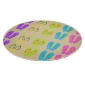 ビーチサンダルの円形ガラスまな板(12") カッティングボード (角)