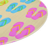 ビーチサンダルの円形ガラスまな板(12") カッティングボード (角)