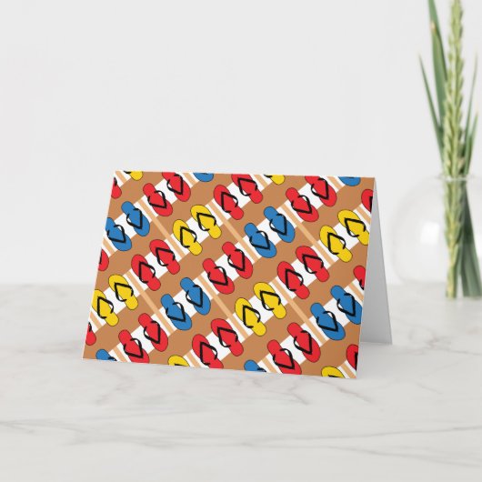 ビーチサンダルの原色のストライプ カード (正面)