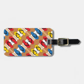 ビーチサンダルの原色ストライプパーソナライズされた ラゲッジタグ (正面横)