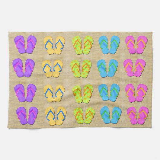 ビーチサンダルの台所タオル キッチンタオル (横)