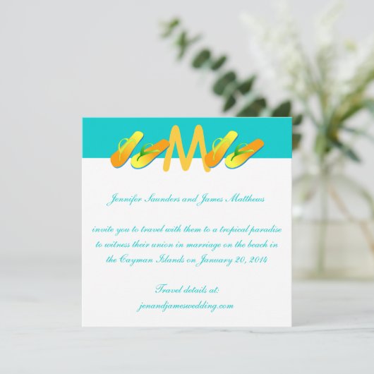 ビーチサンダルの熱帯結婚式招待状 招待状 (スタンド正面)
