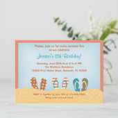 ビーチサンダルの誕生日のパーティの招待状 招待状 (スタンド正面)