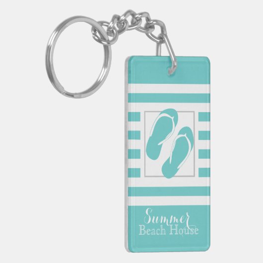 ビーチサンダルアクアストライプビーチハウス キーホルダー (正面左)