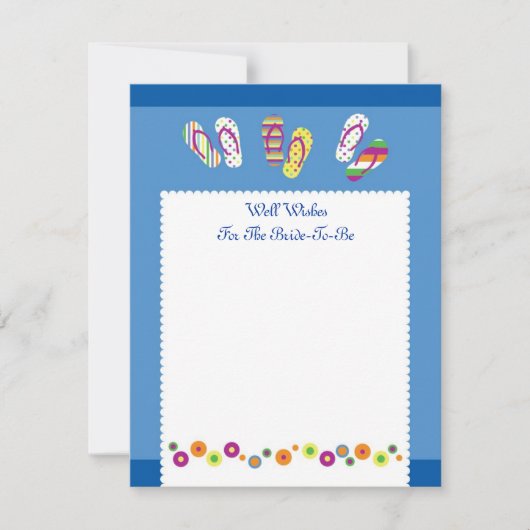 ビーチサンダルウェルウィッシュブライダルシャワーカード 招待状 (正面)