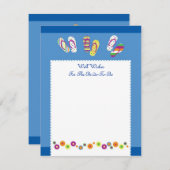 ビーチサンダルウェルウィッシュブライダルシャワーカード 招待状 (正面/裏面)