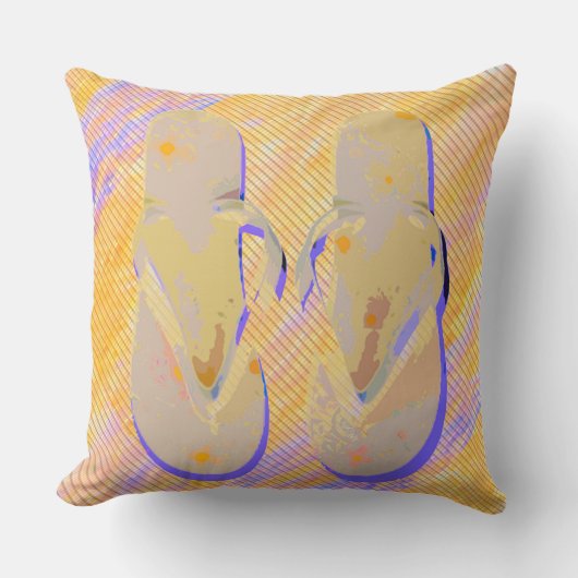 ビーチサンダルオレンジパープルラージサイズ クッション (正面)