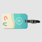 ビーチサンダルオンサンディビーチミニマリストアートモノグラム ラゲッジタグ (正面横)