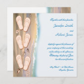 ビーチサンダルオンビーチ結婚式招待状 招待状 (正面/裏面)