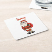 ビーチサンダルカスタムサンタクロース スクエアペーパーコースター (アングル)