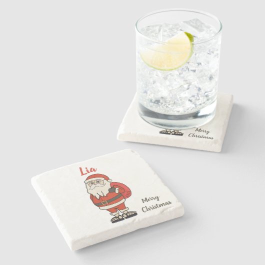 ビーチサンダルカスタムサンタクロース ストーンコースター (横)