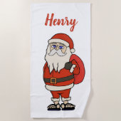 ビーチサンダルカスタムサンタクロース ビーチタオル (正面)