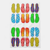 ビーチサンダルカラフルおもしろいビーチテーマサマーギフト キッチンタオル (縦)