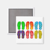 ビーチサンダルカラフルおもしろいビーチテーマサマーギフト マグネット (正面/裏面)