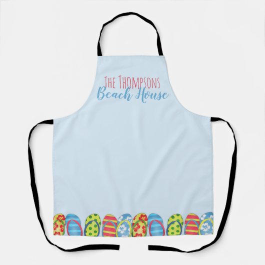 ビーチサンダルカラフルパーソナライズされたビーチハウス エプロン (正面)