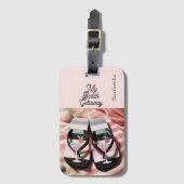 ビーチサンダルストライプのビーチタオル ラゲッジタグ (正面縦)