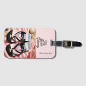 ビーチサンダルストライプのビーチタオル ラゲッジタグ (正面横)