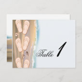 ビーチサンダルテーブル番号のビーチ結婚式 ポストカード (正面/裏面)