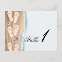 ビーチサンダルテーブル番号のビーチ結婚式 ポストカード