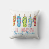ビーチサンダルパーソナライズされたお洒落ビーチハウス クッション (正面)