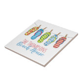 ビーチサンダルパーソナライズされたカラフルビーチハウス タイル (側面)